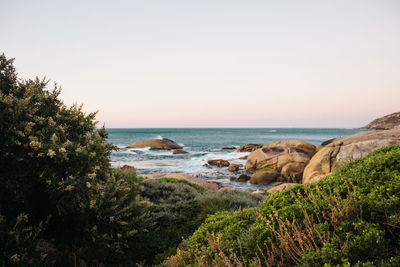 Scenic view of sea against clear sky