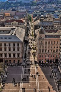 High angle view of buildings in city