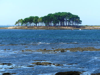 Scenic view of sea against clear sky