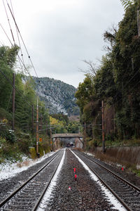 Railroad tracks against sky