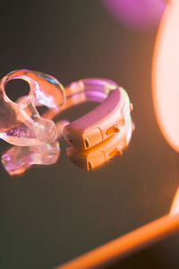Close-up of illuminated toy car