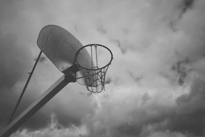 Low angle view of basketball hoop against sky