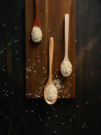 High angle view of spices on table