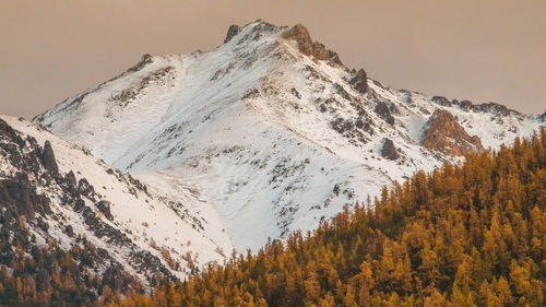 Scenic view of snowcapped mountains against sky during winter