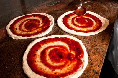 High angle view of breakfast on plate