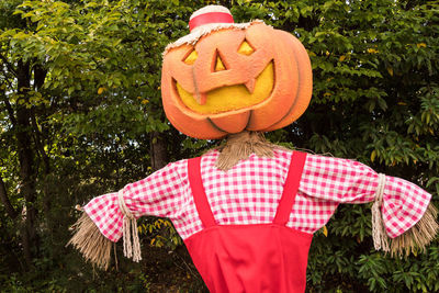 Rear view of a girl standing on tree