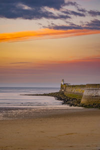 Scenic view of sea at sunset