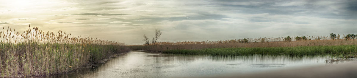 Scenic view of lake against sky