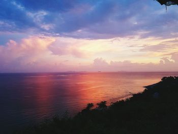 Scenic view of calm sea at sunset