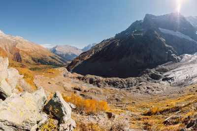 Scenic view of mountains against sky