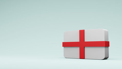 Close-up of red box against white background