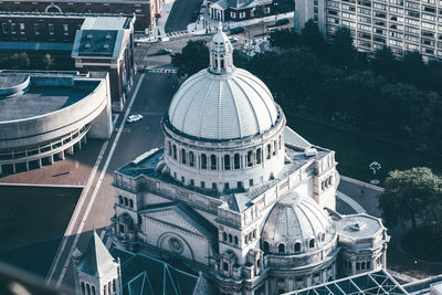 High angle view of cathedral in city