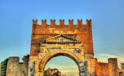 Low angle view of historical building against sky