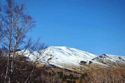 Low-angle view of snow covered mountain