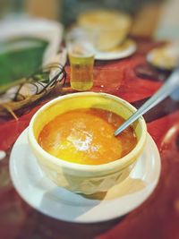 Close-up of soup in bowl