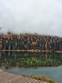 Scenic view of lake against sky