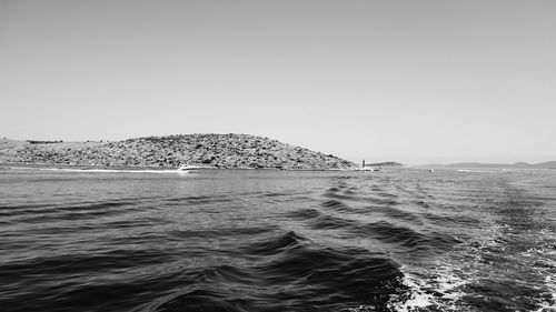 Scenic view of sea against clear sky