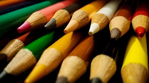 Close-up of multi colored pencils