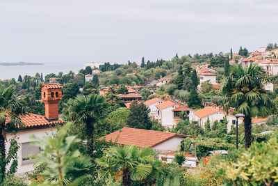 High angle view of townscape against sky