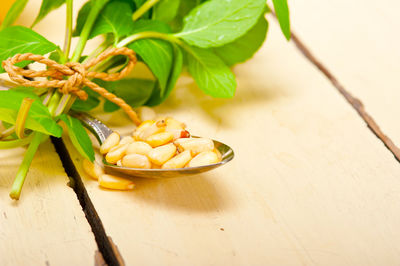 Arab traditional style mint and pine nuts tea called at tay