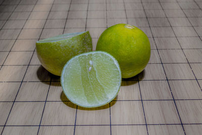 High angle view of fruits on table