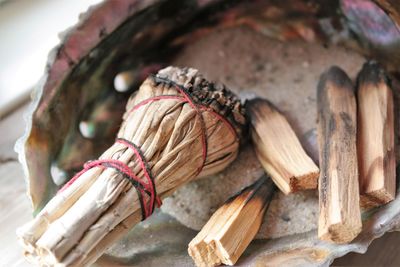 Sage incense in ashtray