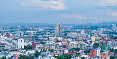 High angle view of cityscape against sky