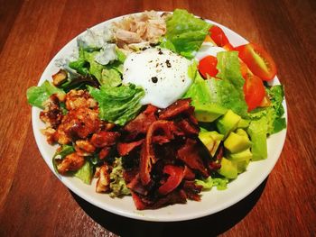 Close-up of salad in plate on table