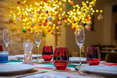 View of wine and glasses on table