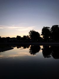 Scenic view of lake against sky at sunset