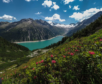 Scenic view of mountains against sky