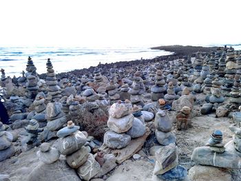 Stack of pebbles on beach