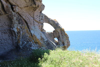 Scenic view of sea against clear sky