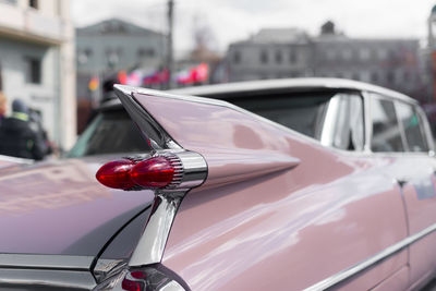 Close-up of vintage car on taillight