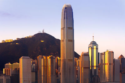 Skyline of modern office buildings and skyscrapers in hong kong, china