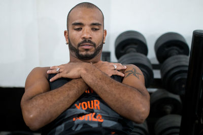 Man exercising in gym