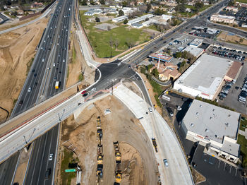 High angle view of cars on road in city