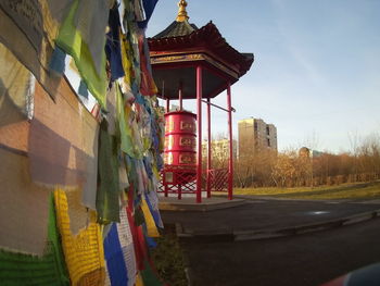 Low angle view of buildings against sky