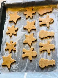 Close-up of cookies on baking sheet