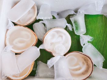 High angle view of ice cream in tray