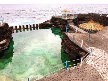 High angle view of sea shore