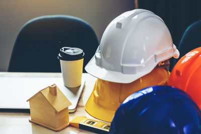 Close-up of hat on table