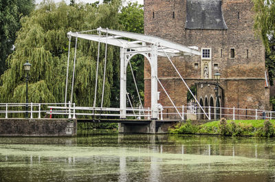 Delft pedestrian bridge and historic gate