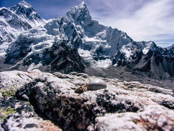 View of snowcapped mountain against sky