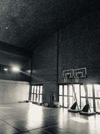 Interior of illuminated lights at night