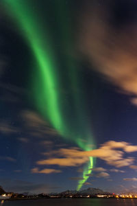 Scenic view of aurora borealis at dusk