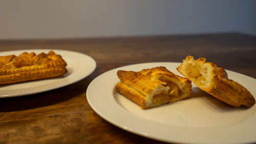 Close-up of breakfast served on table