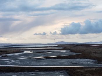 Scenic view of sea against sky during winter