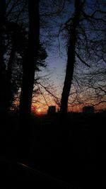 Silhouette trees against sky during sunset