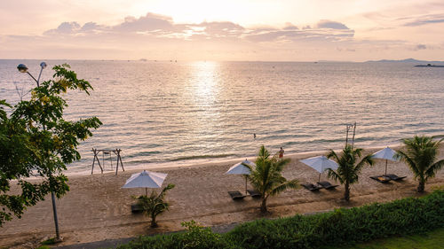 Scenic view of sea against sky during sunset